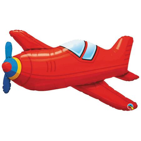 MAYFLOWER DISTRIBUTING 36 in. Red Vintage Airplane Shape Flat Foil Balloon 91781